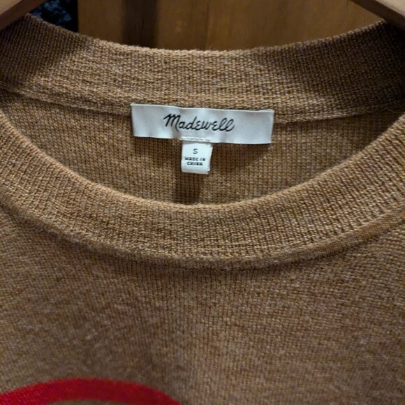 Madewell Merino Wool Sweatshirt in Camel Stripe Size S - Picture 2 of 3